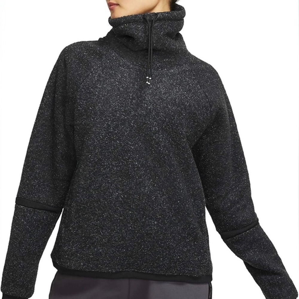 Nike Cowl Neck Therma Fleece Training Pullover Black White (Lg)